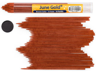 36 Pack of 2.0 mm Brown (Bronze #134) Colored Lead Refills