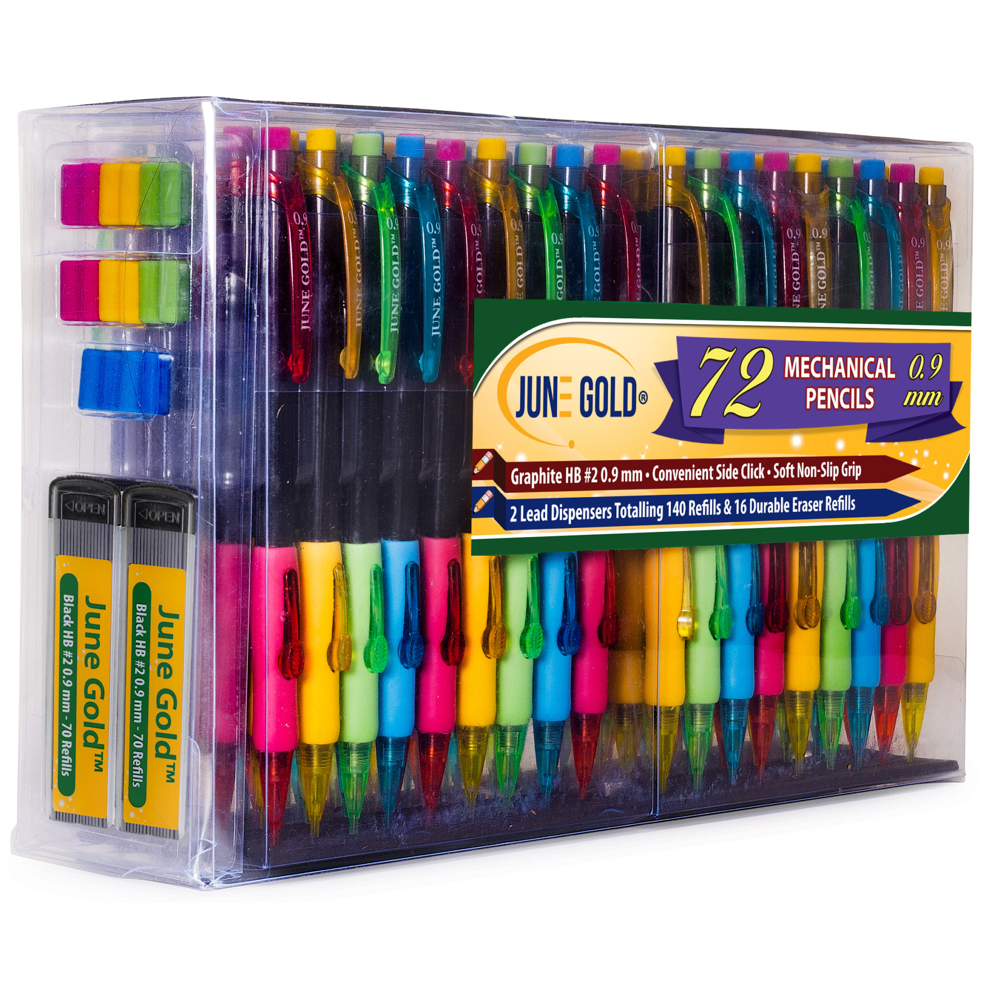 72 Pack Of 0 9 Mm HB Graphite Mechanical Pencils June Gold